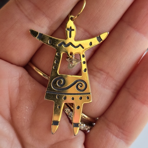 Woman pendant gold tone metal heart charm inside silver - Picture 5 of 7